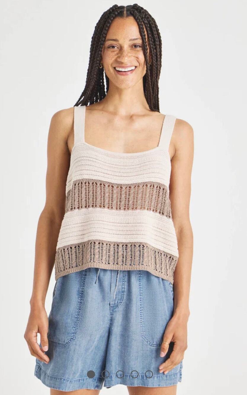 Splendid NWT Women’s Nicola Two Tone Crochet Sweater Linen Blend Tank size M